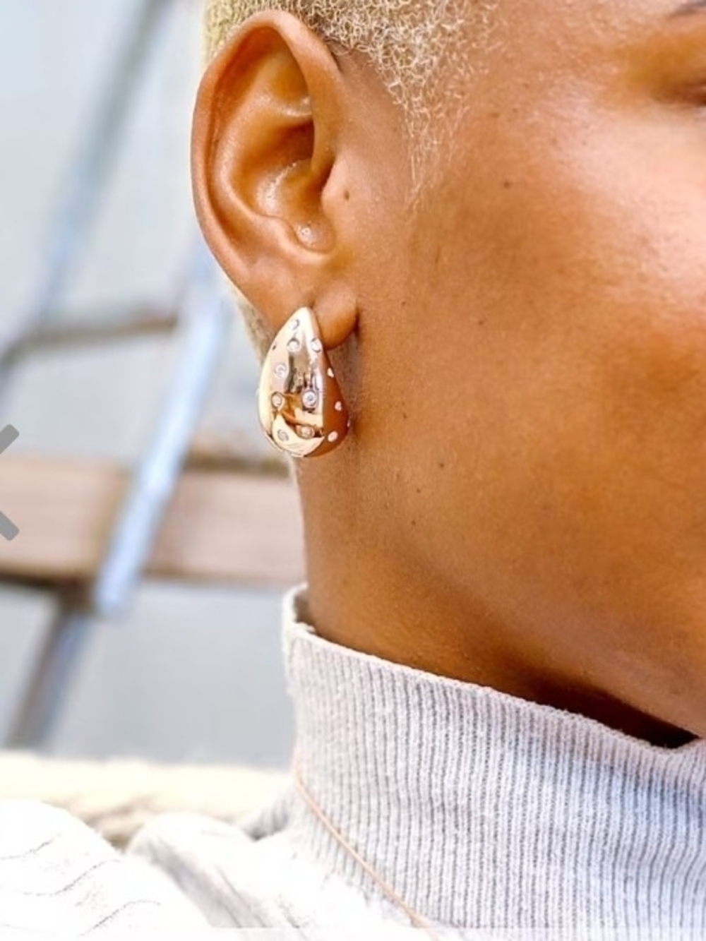 Rose Gold Teardrop Crystal Stud Earrings - Picture 2 of 9